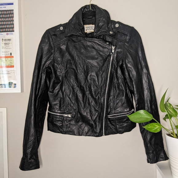 Mango 100% Leather Biker Jacket - Picture 1 of 5
